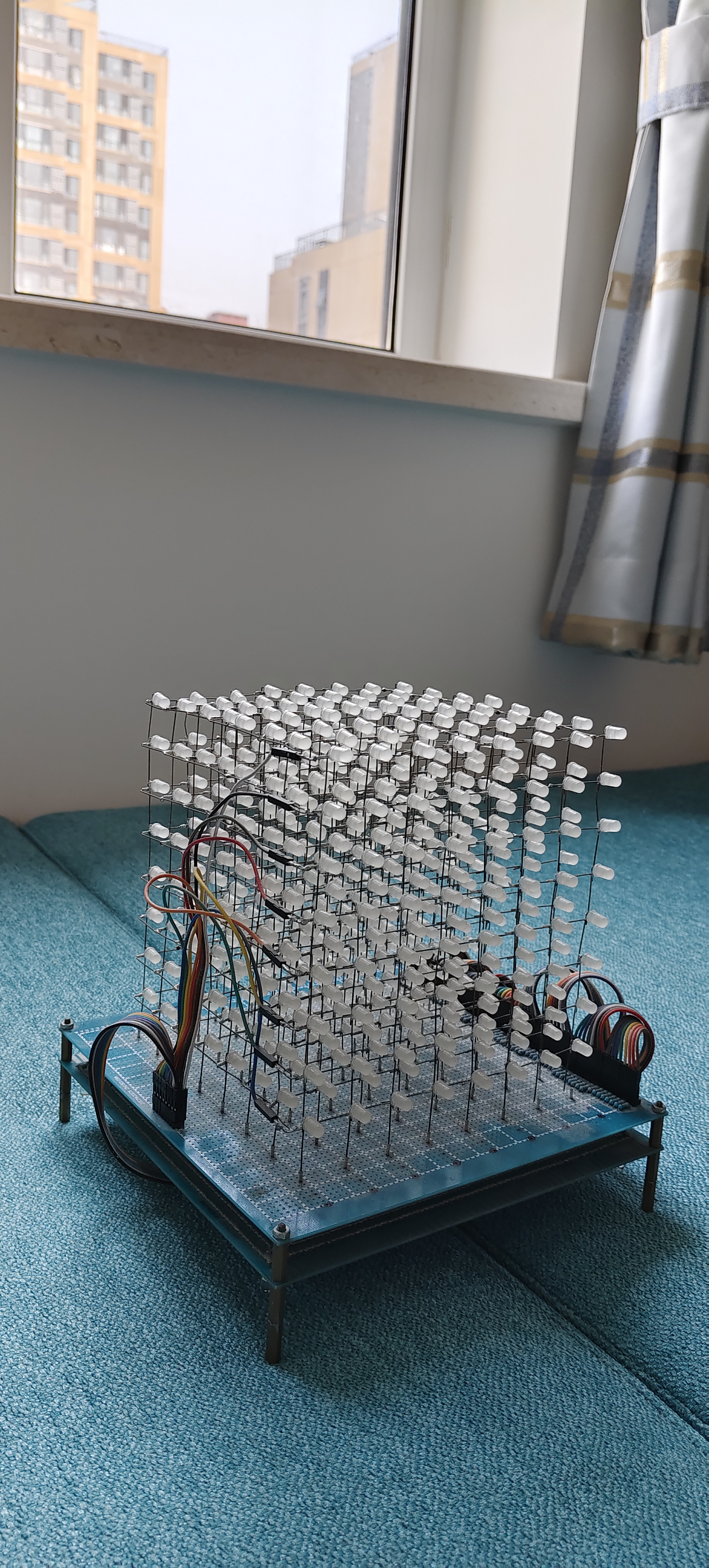 LED cube frame on the workbench