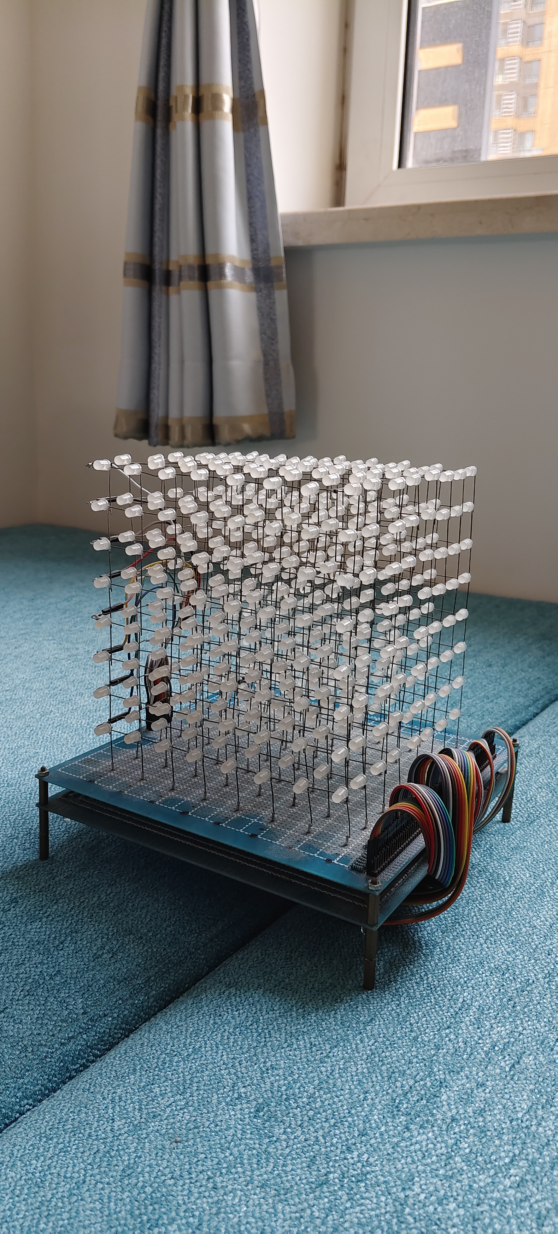 LED cube soldering and alignment view