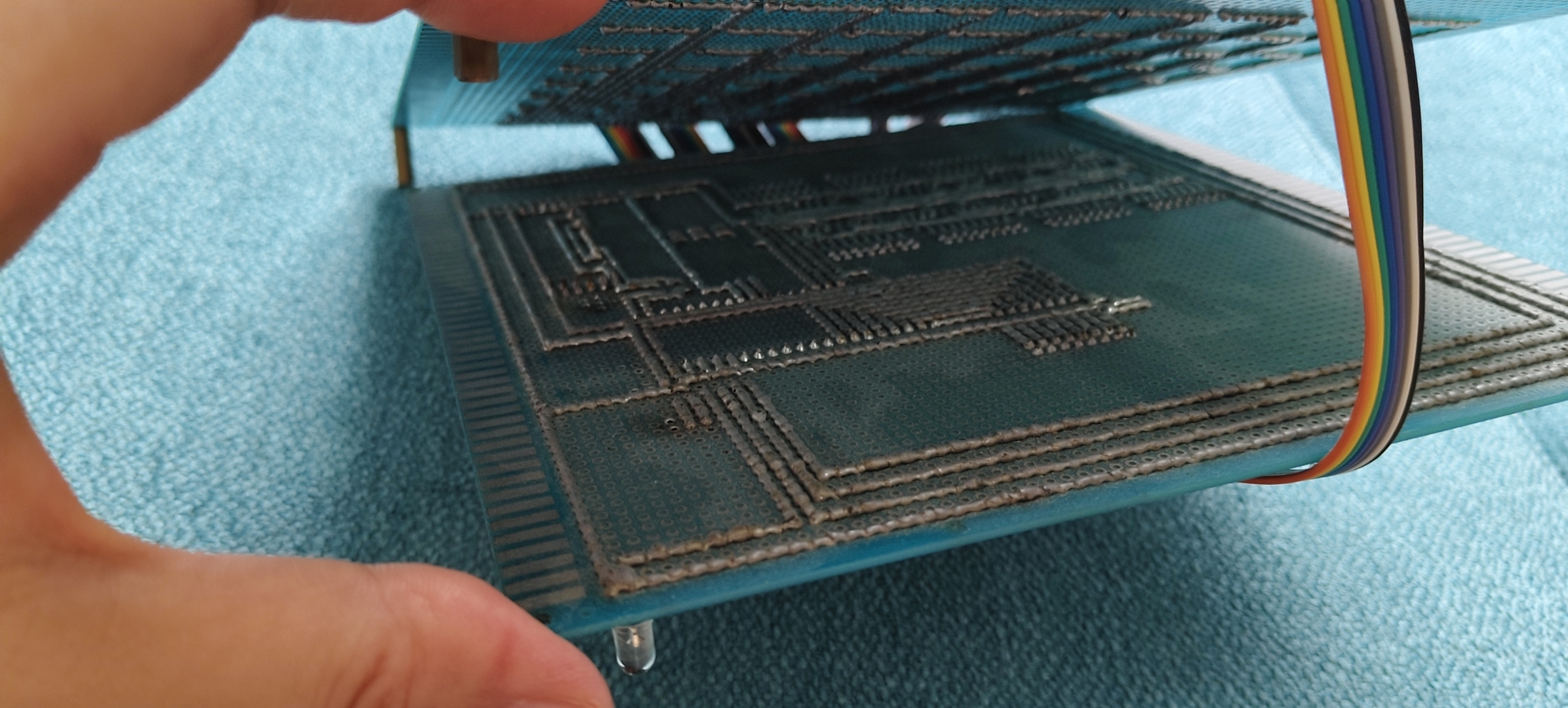 LED cube frame with the full grid visible