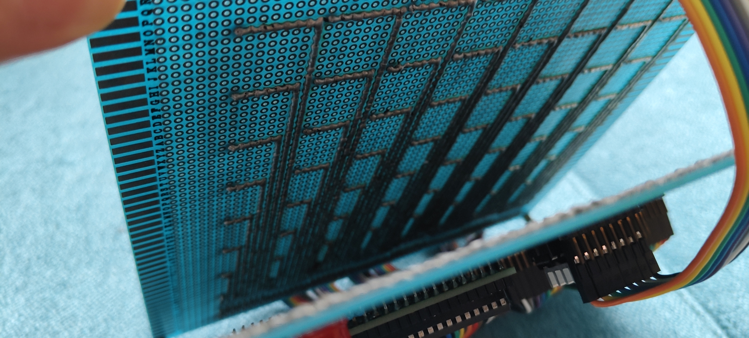 LED cube layered structure from an angle