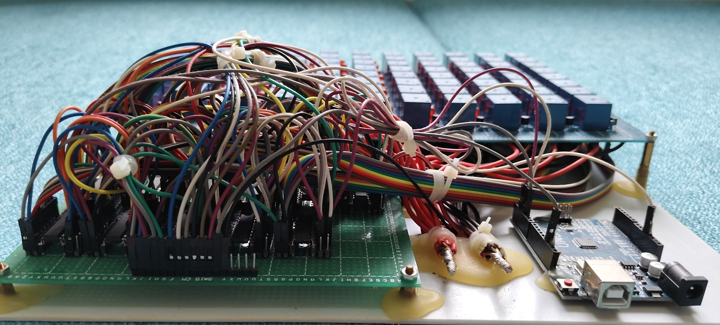 Arduino control side next to the relay matrix