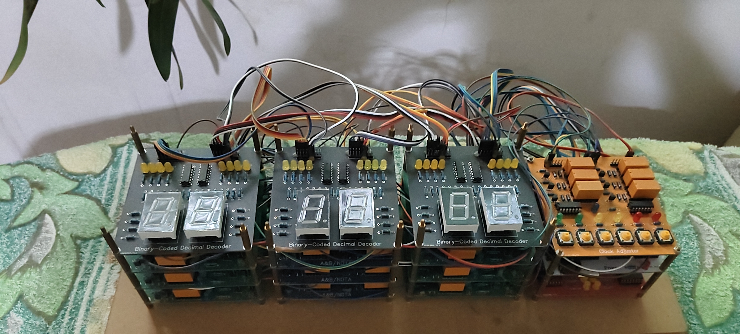 Front view of the relay clock module stack