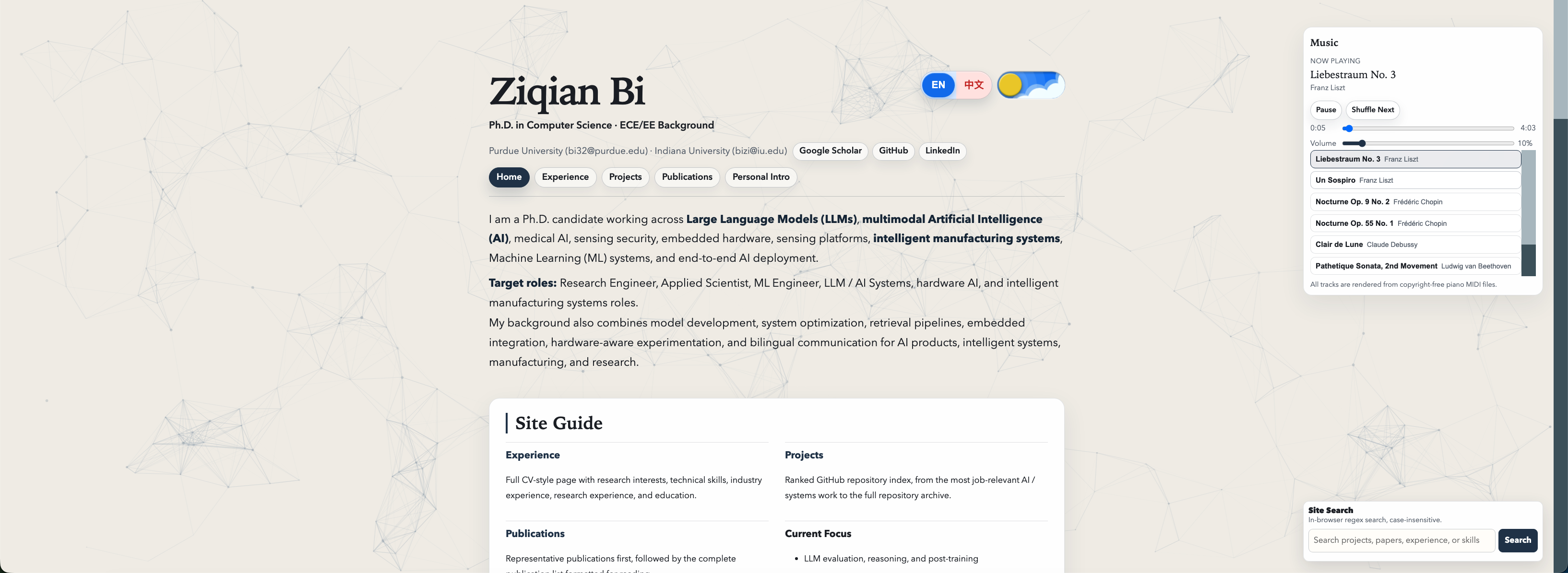 English Homepage in Light Theme